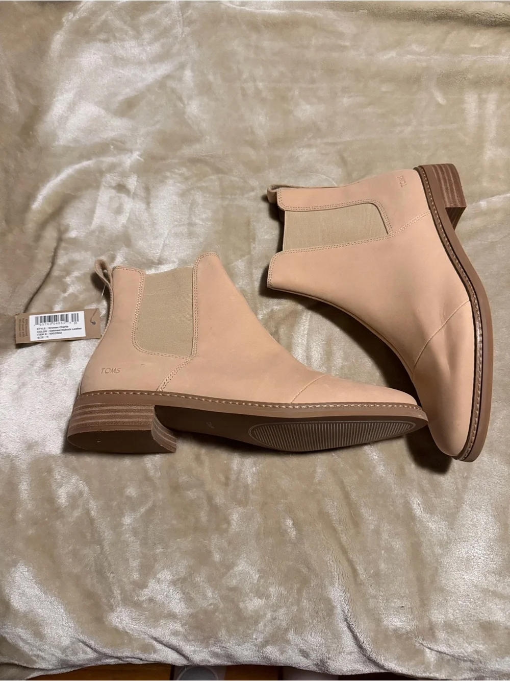 Toms Oatmeal Nubuck Leather Chelsea Ankle Boots